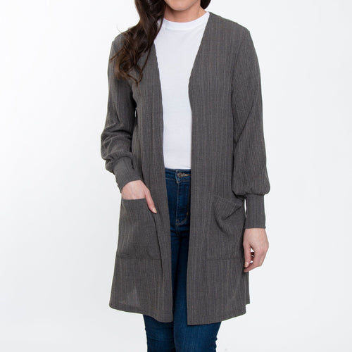 Maxx Bishop Sleeve Ribbed Cardigan