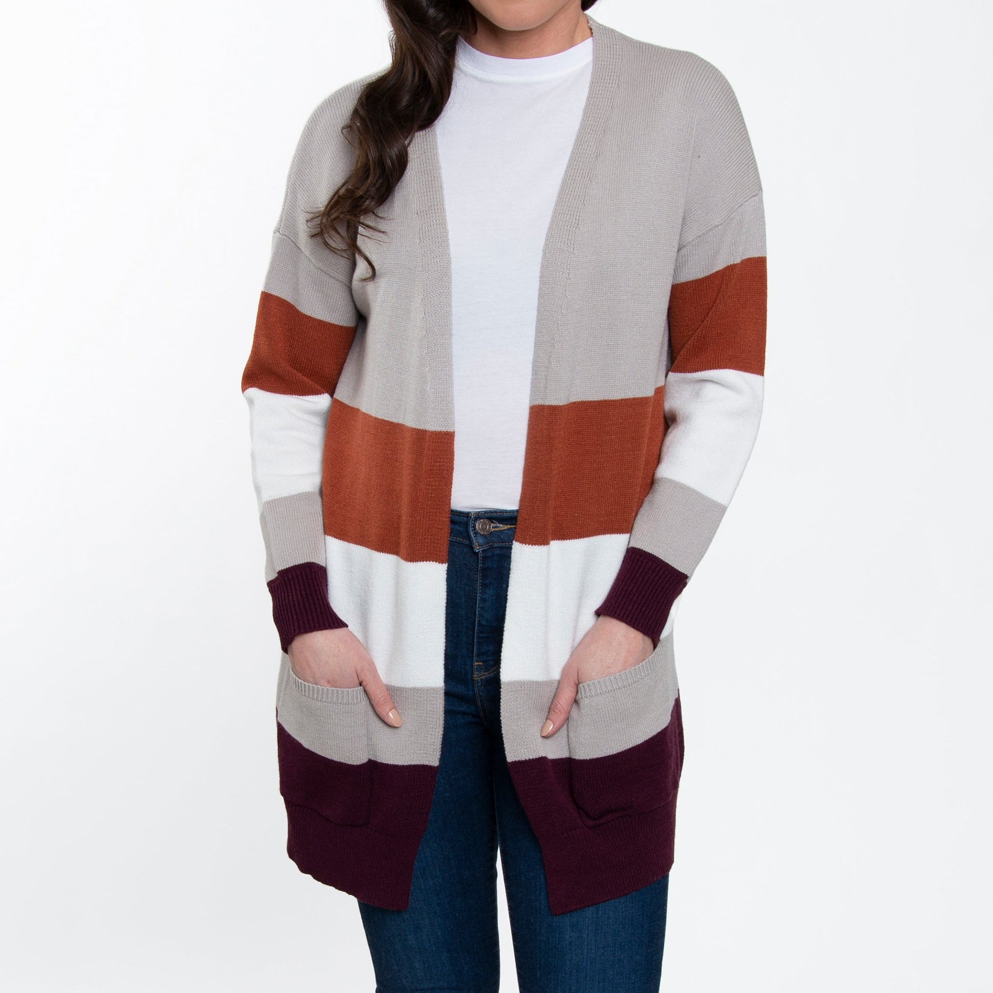 Elsie & Zoey  Women's Jett Color Block Cardigan