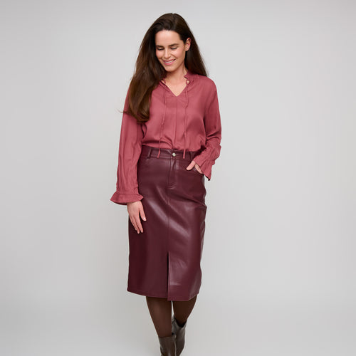 Merrick Ruffle Tie Keyhole Blouse