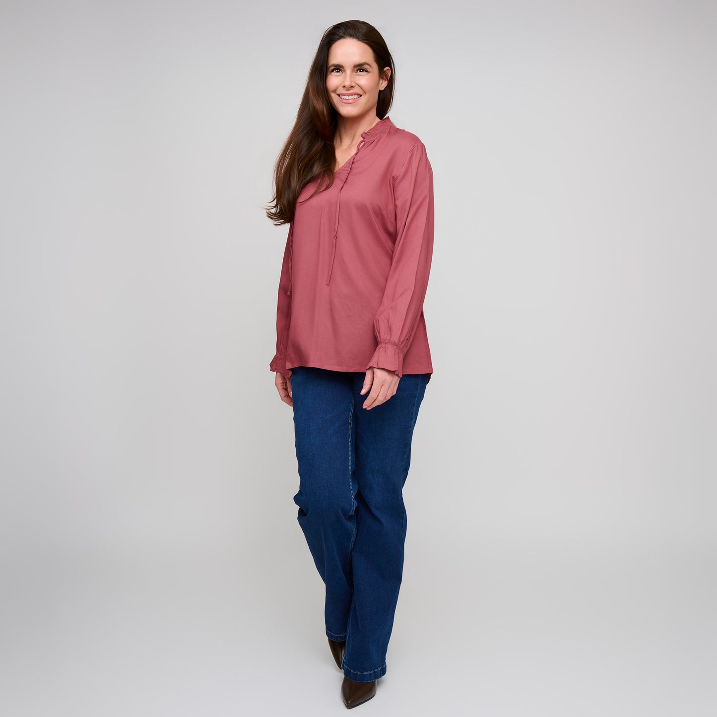 Merrick Ruffle Tie Keyhole Blouse