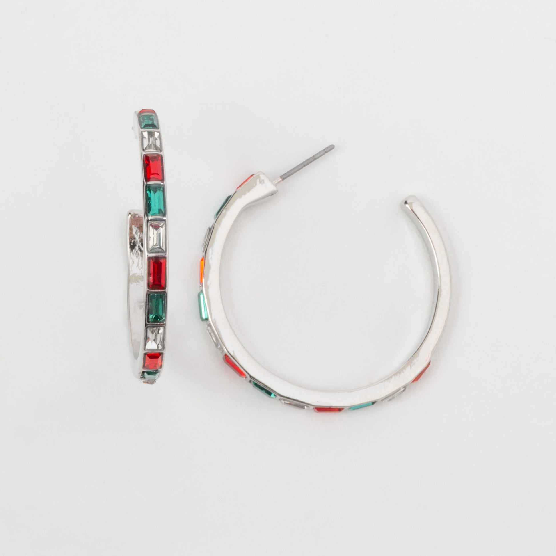 Holiday Baguette Hoop Earrings