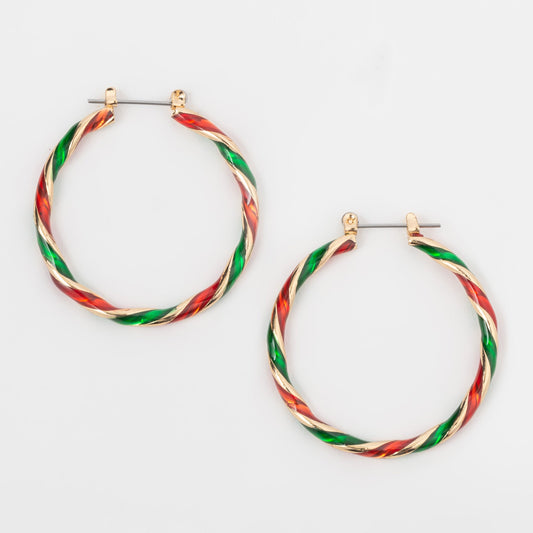 Holiday Twisted Hoop Earrings