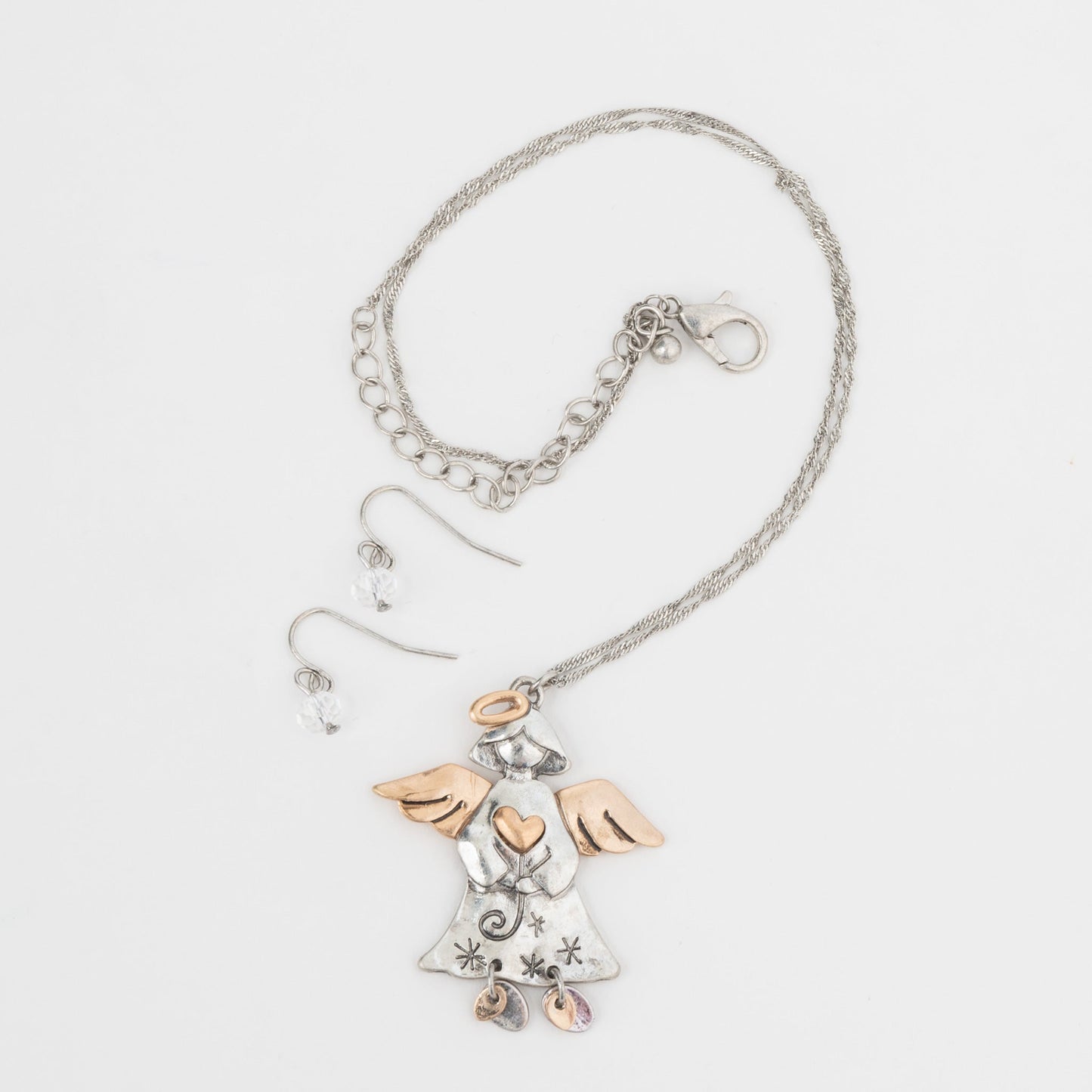 Eve Dainty Angel Pendant Necklace & Earring Set