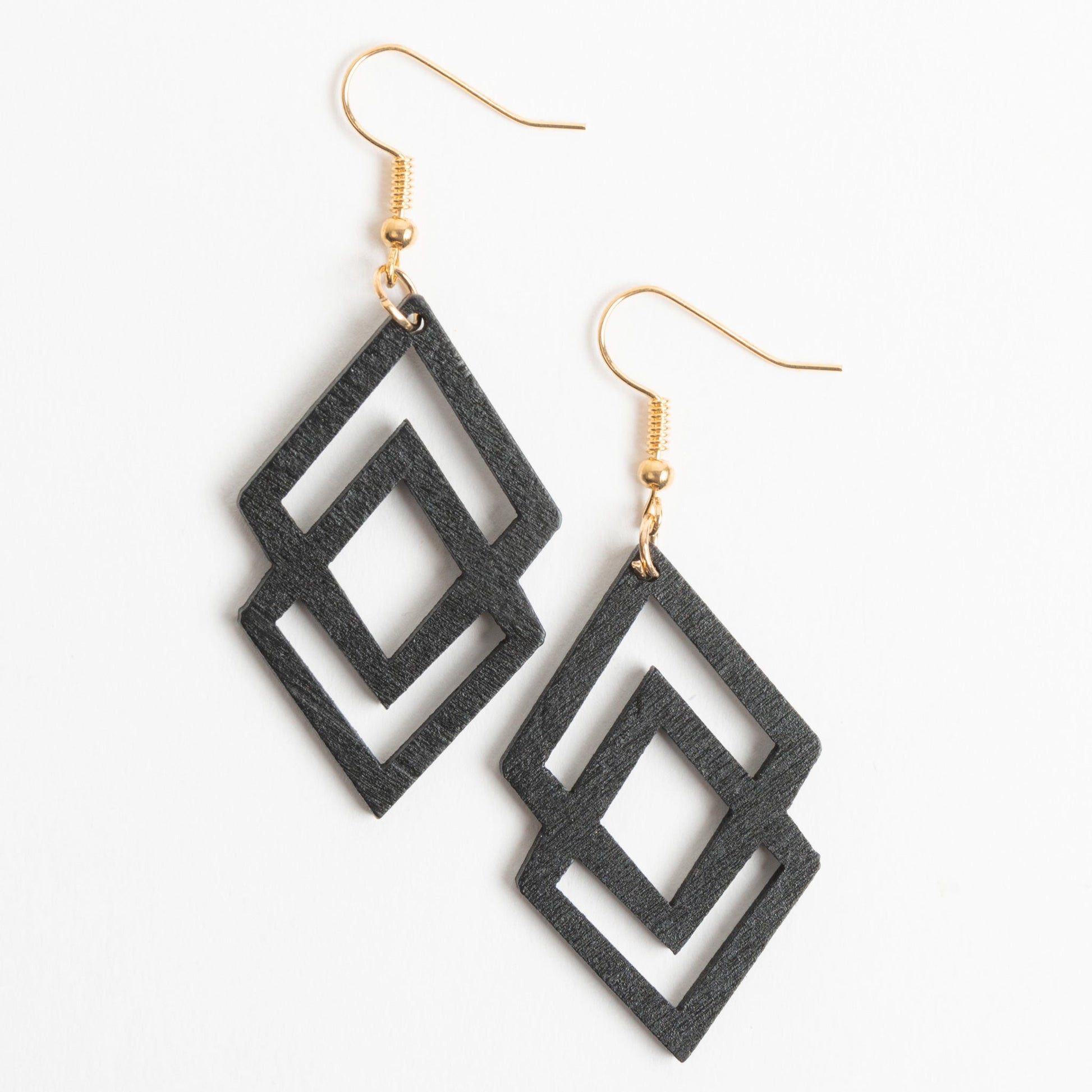 Samira Double Diamond Wood Earrings