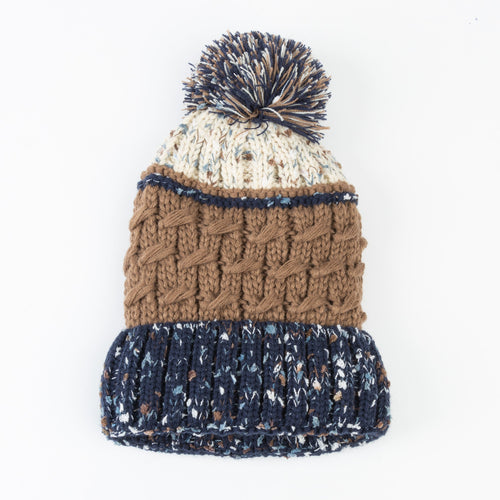 Bristol Striped Knit Pom Beanie