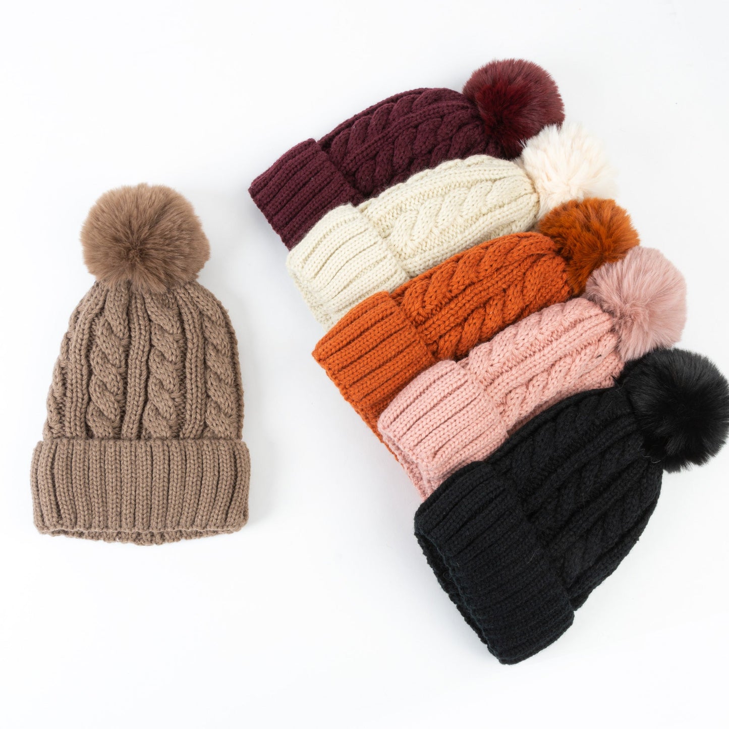 Howard's Women's Winter 12 Piece Sierra Cable Knit Pom Beanie Assortment