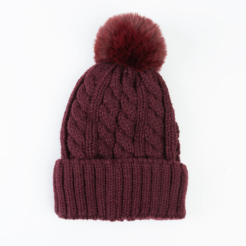 Sierra Cable Knit Pom Beanie