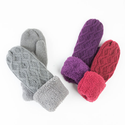 Howard's Women's Winter 6 Piece Brittin Knit Sherpa Cuff Mitten Assortment