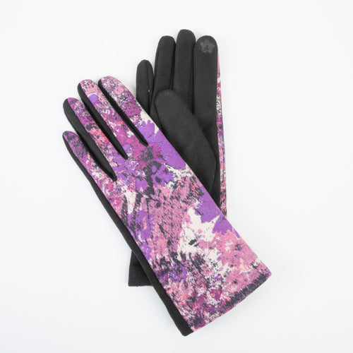 Hilarie Abstract Floral Print Gloves