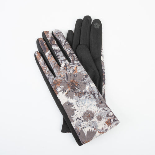 Hilarie Abstract Floral Print Gloves