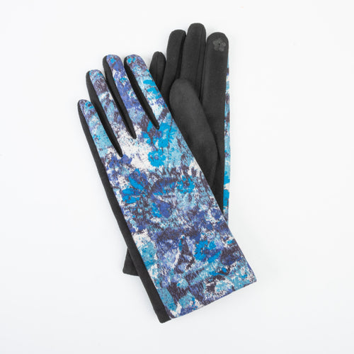 Hilarie Abstract Floral Print Gloves