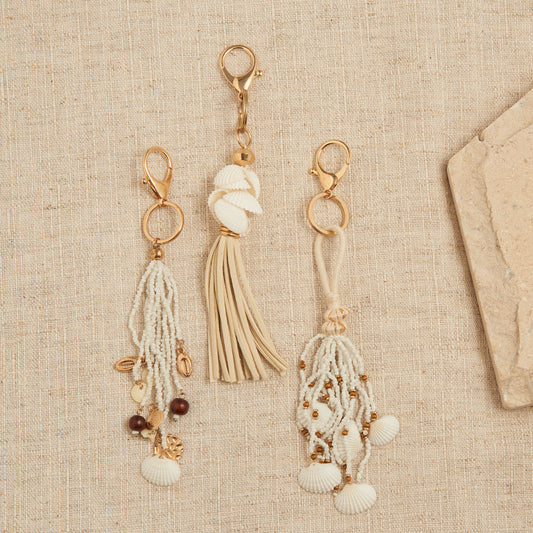 6 Piece Belen Beaded Shell Key Chain Assortment