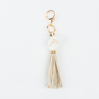 Elsie & Zoey  Women's Belen Leather Tassel Shell Key Chain