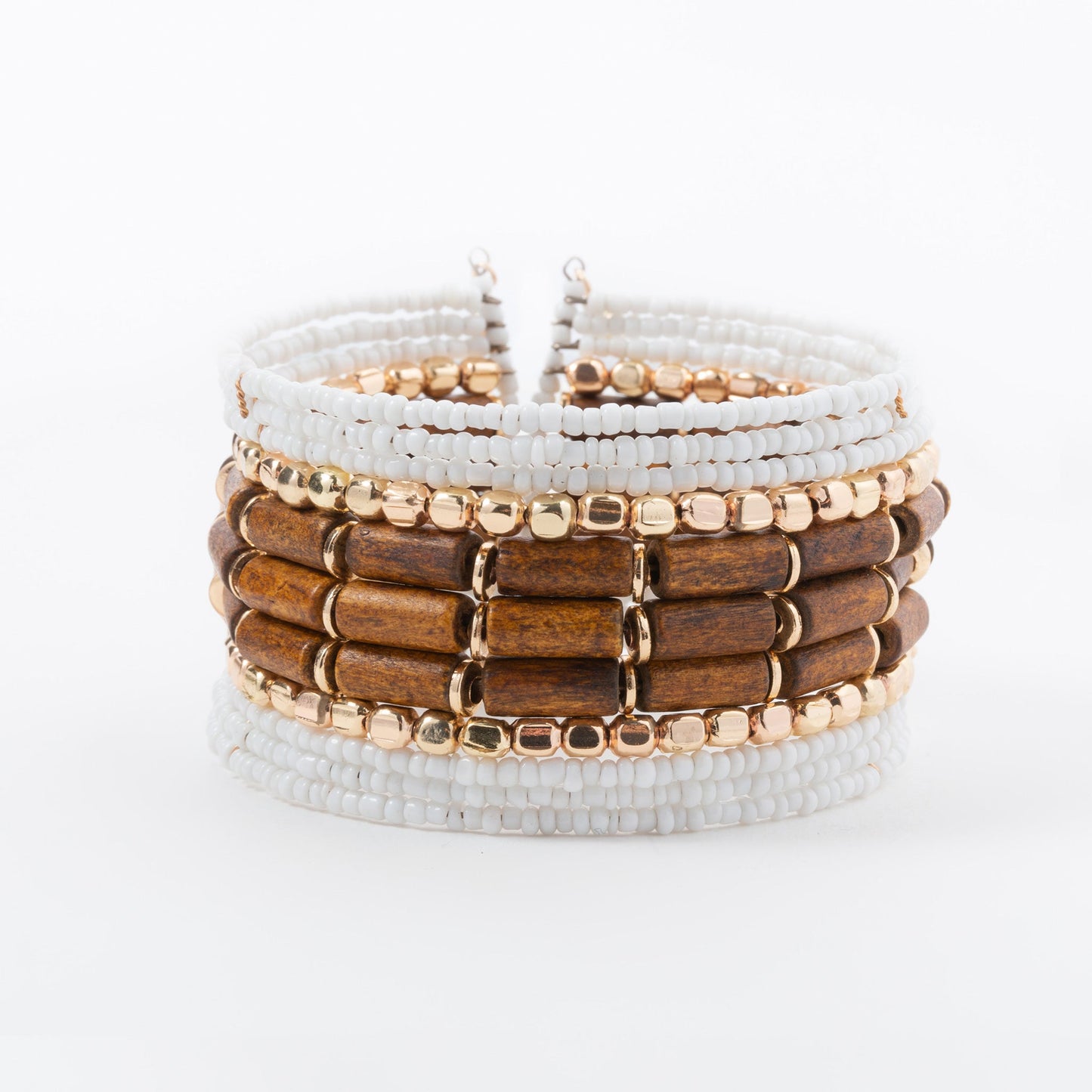 Elsie & Zoey  Women's Ellison Wood And Bead Cuff Bracelet