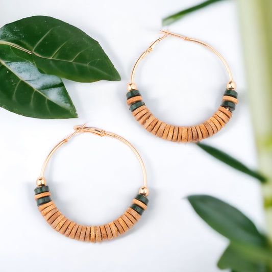 Nyra Wood Disc Hoop Earrings