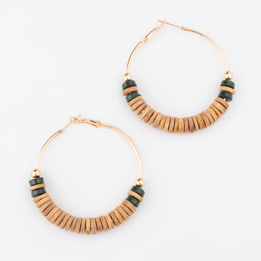 Elsie & Zoey  Women's Nyra Wood Disc Hoop Earrings