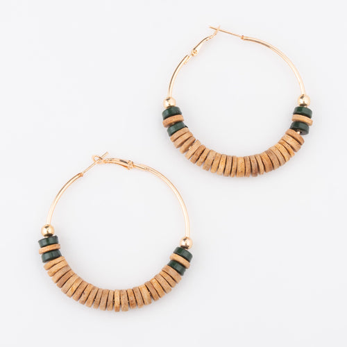 Nyra Wood Disc Hoop Earrings