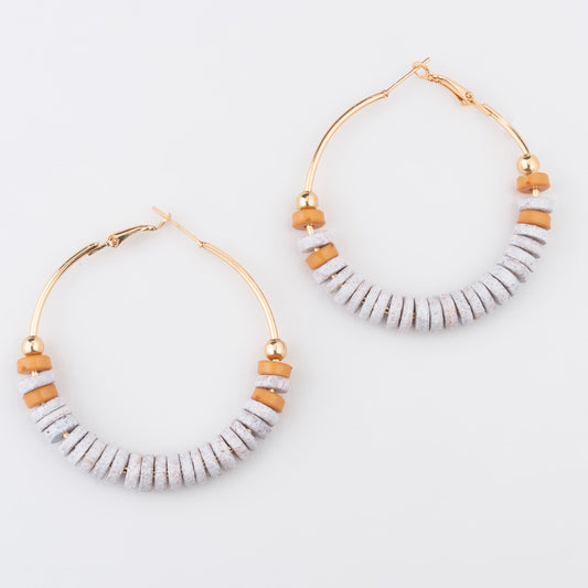 Elsie & Zoey  Women's Nyra Wood Disc Hoop Earrings