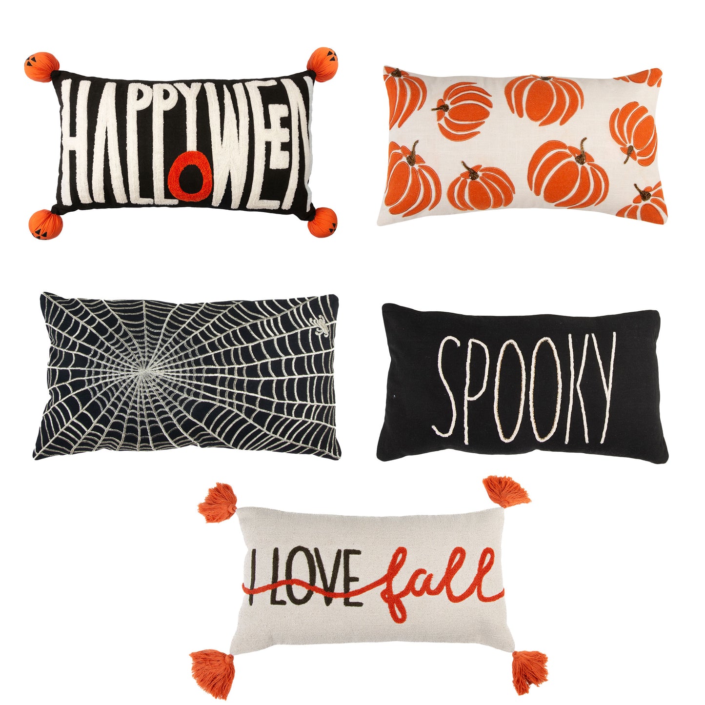 Elsie & Zoey  EZ Home 10 Piece Halloween 12" X 22" Lumbar Pillow Assortment