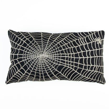 Elsie & Zoey  EZ Home Halloween 12X22 Spider Web Embroidered Lumbar Pillow