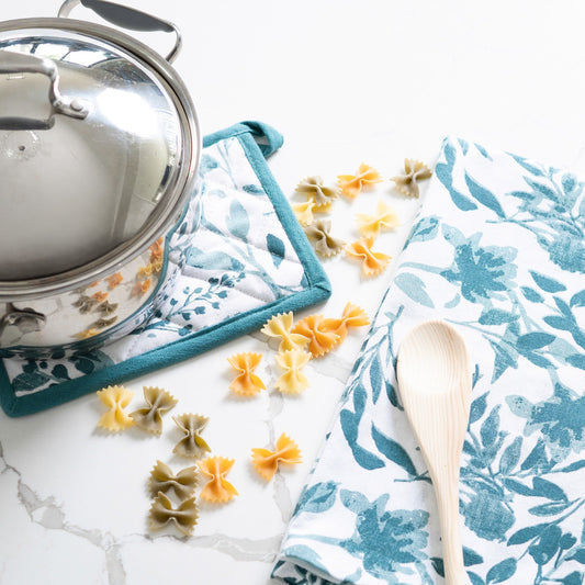 3 Piece Teal Floral Kitchen Set
