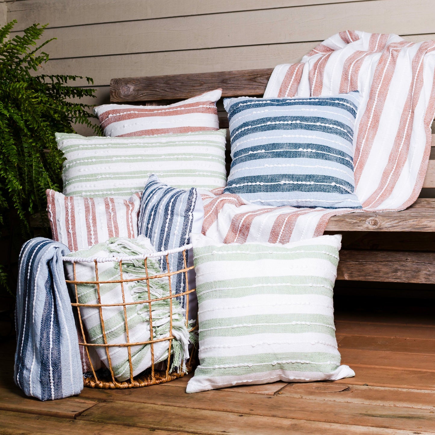 18 Piece Romy Handwoven Indoor/Outdoor Pillow & Throw Assortment