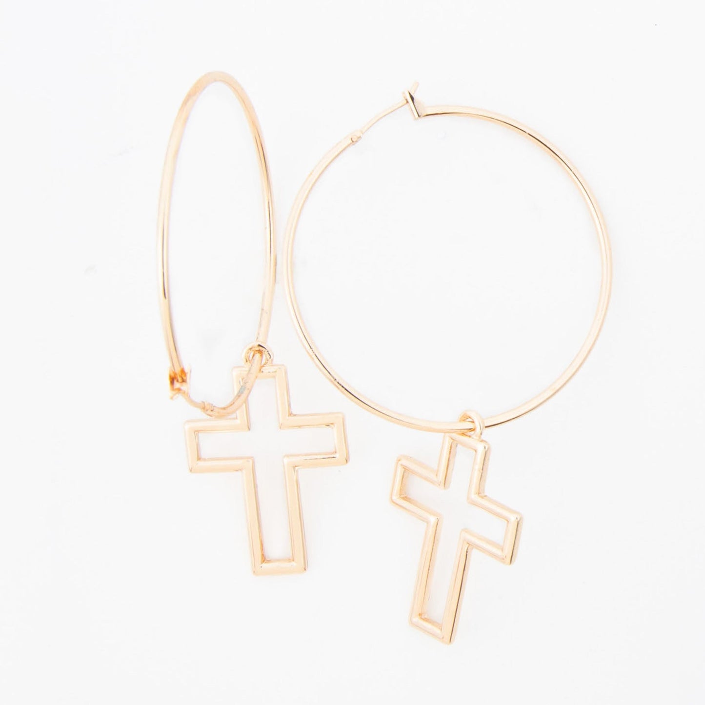 Celesta Cross Charm Frame Hoop Earrings