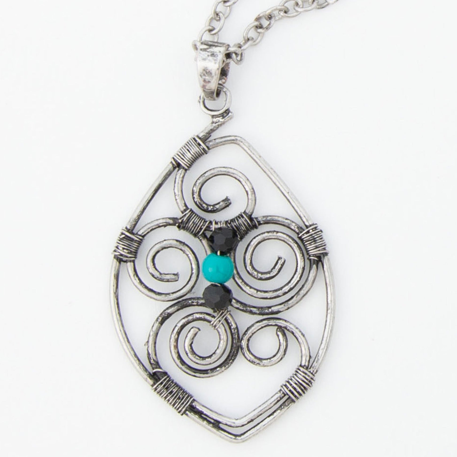 Nicole Wire Wrapped Swirl Pendant Necklace