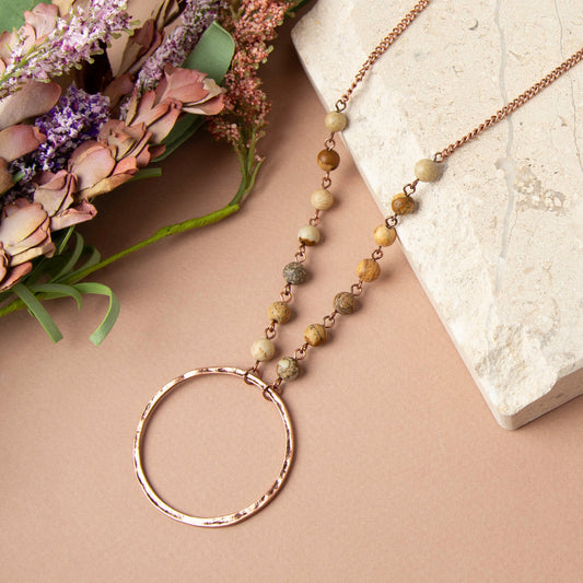 Harmony Genuine Stone Ring Pendant Necklace