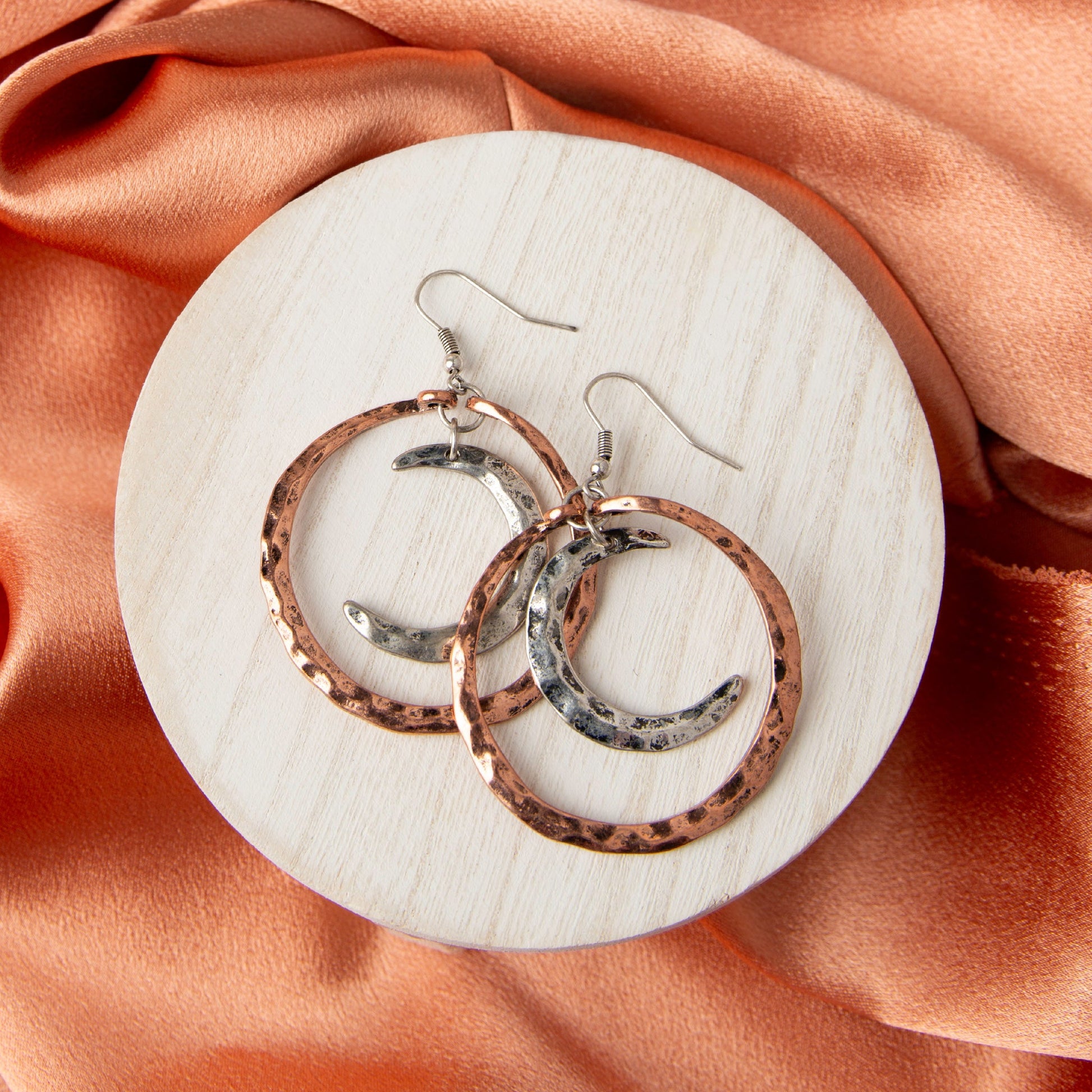 Wild Spirit Half Moon Hammered Earrings