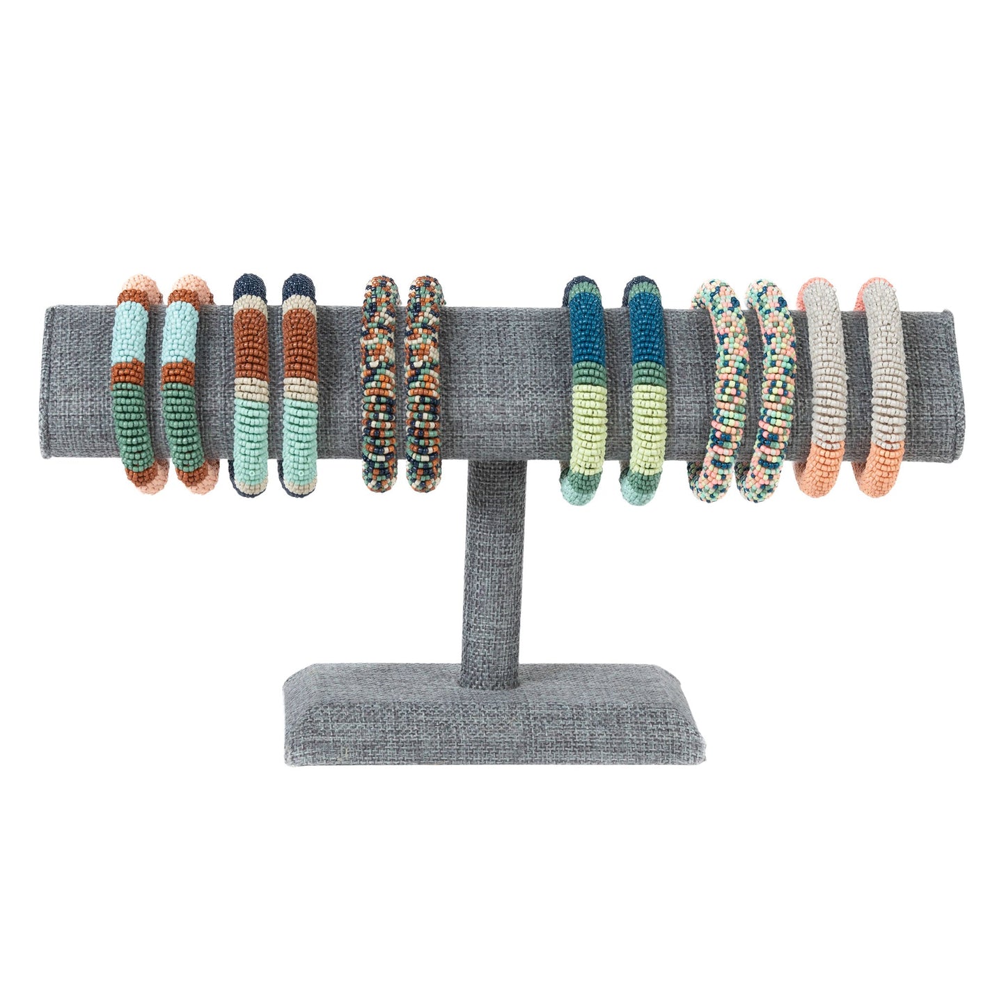 12 Piece Kalea Elastic Seed Bead Bracelet Unit with Display