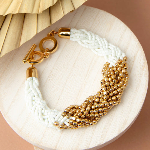 Camila Braided Seed Bead Toggle Bracelet