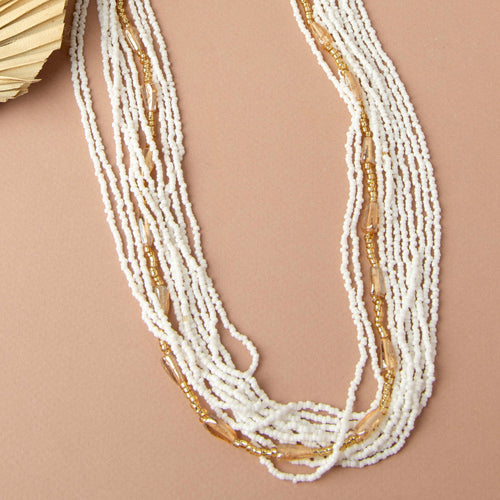 Luz Multi Row Braided Seed Bead Necklace