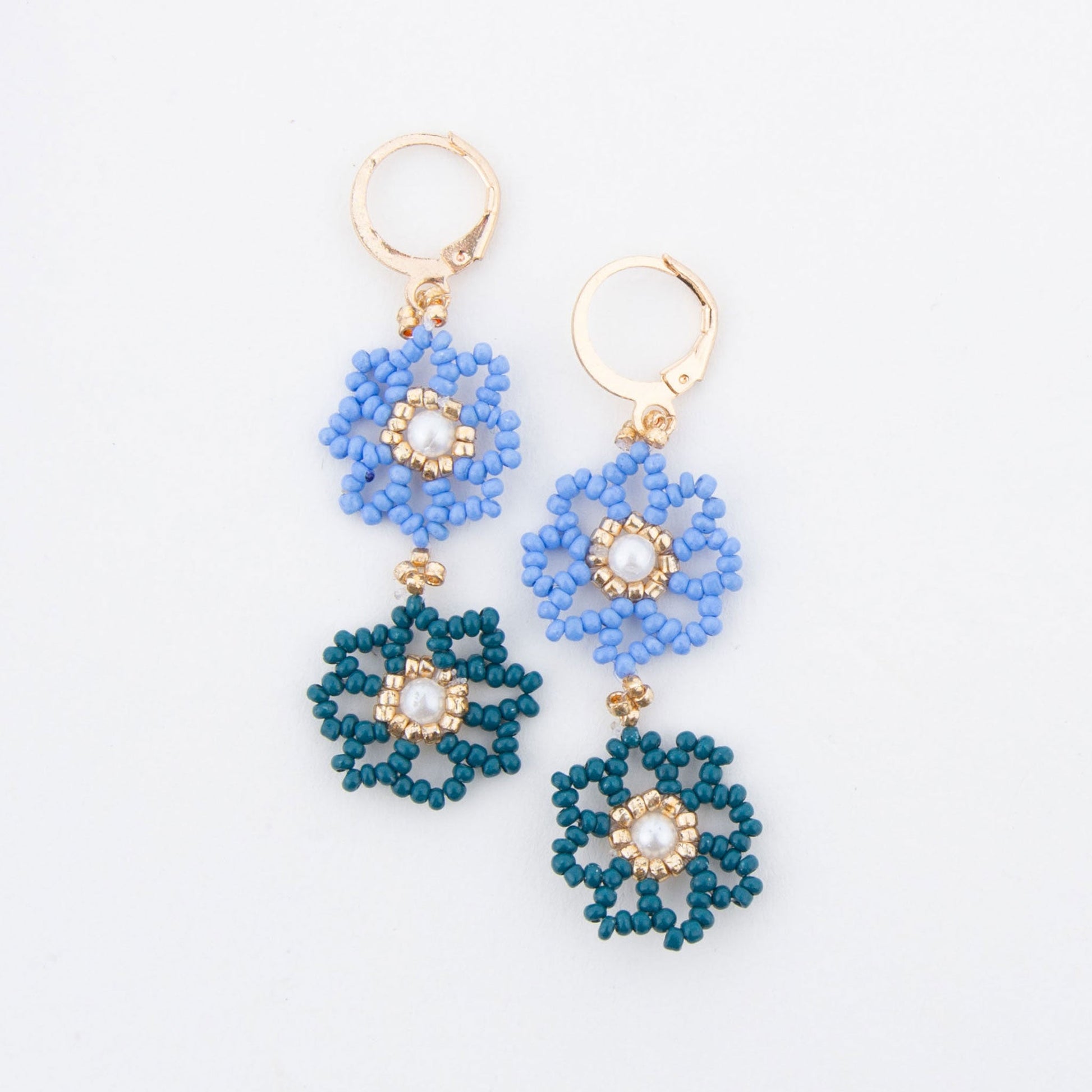 Tayah Beaded Double Flower Earrings