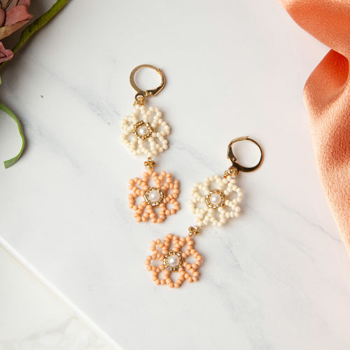 Tayah Beaded Double Flower Earrings