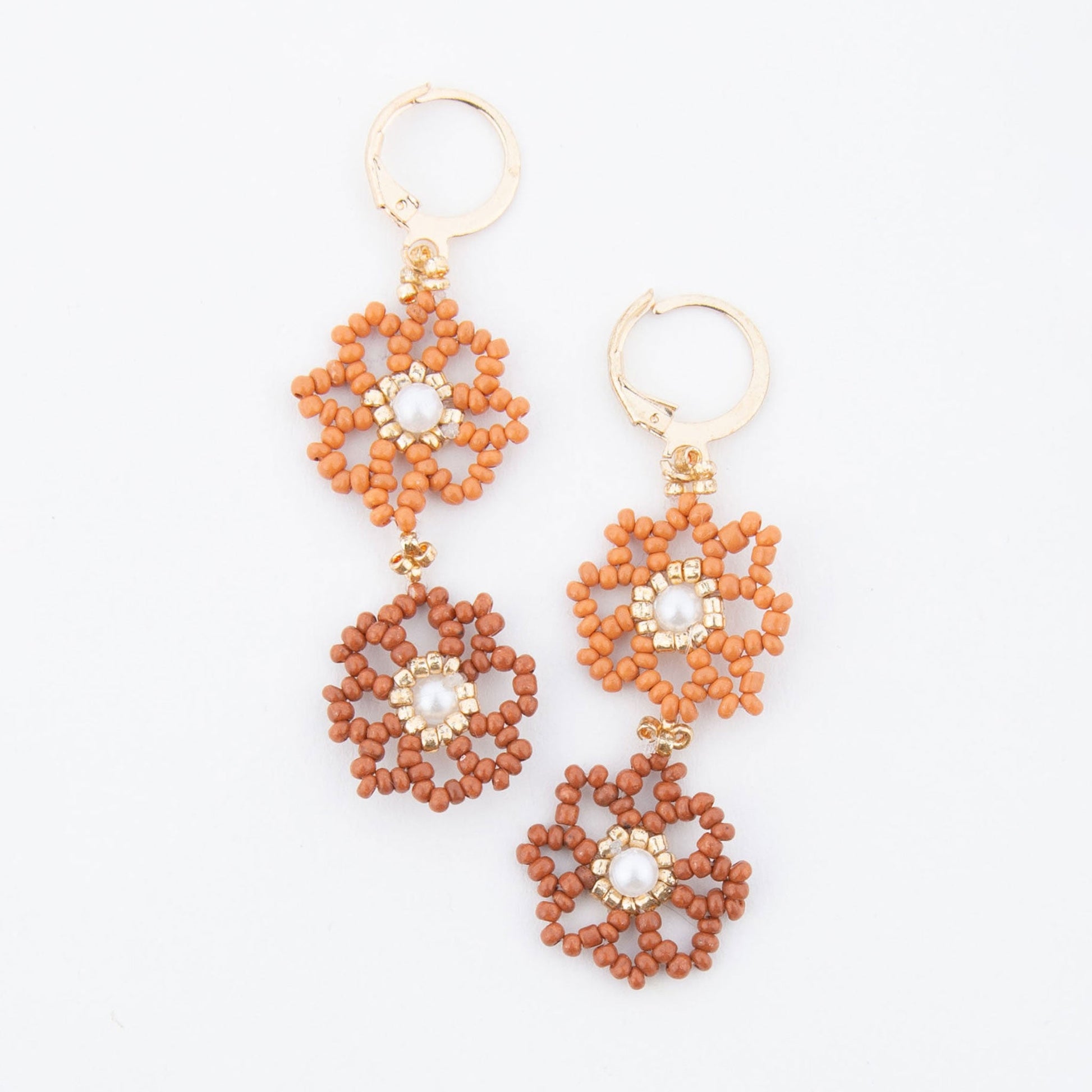 Tayah Beaded Double Flower Earrings