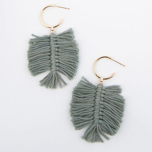 Zephyr Fringe Macrame Palm C Hoop Earrings