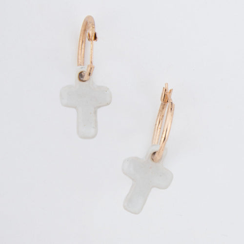 Kieryn Cross Charm Hoop Earrings