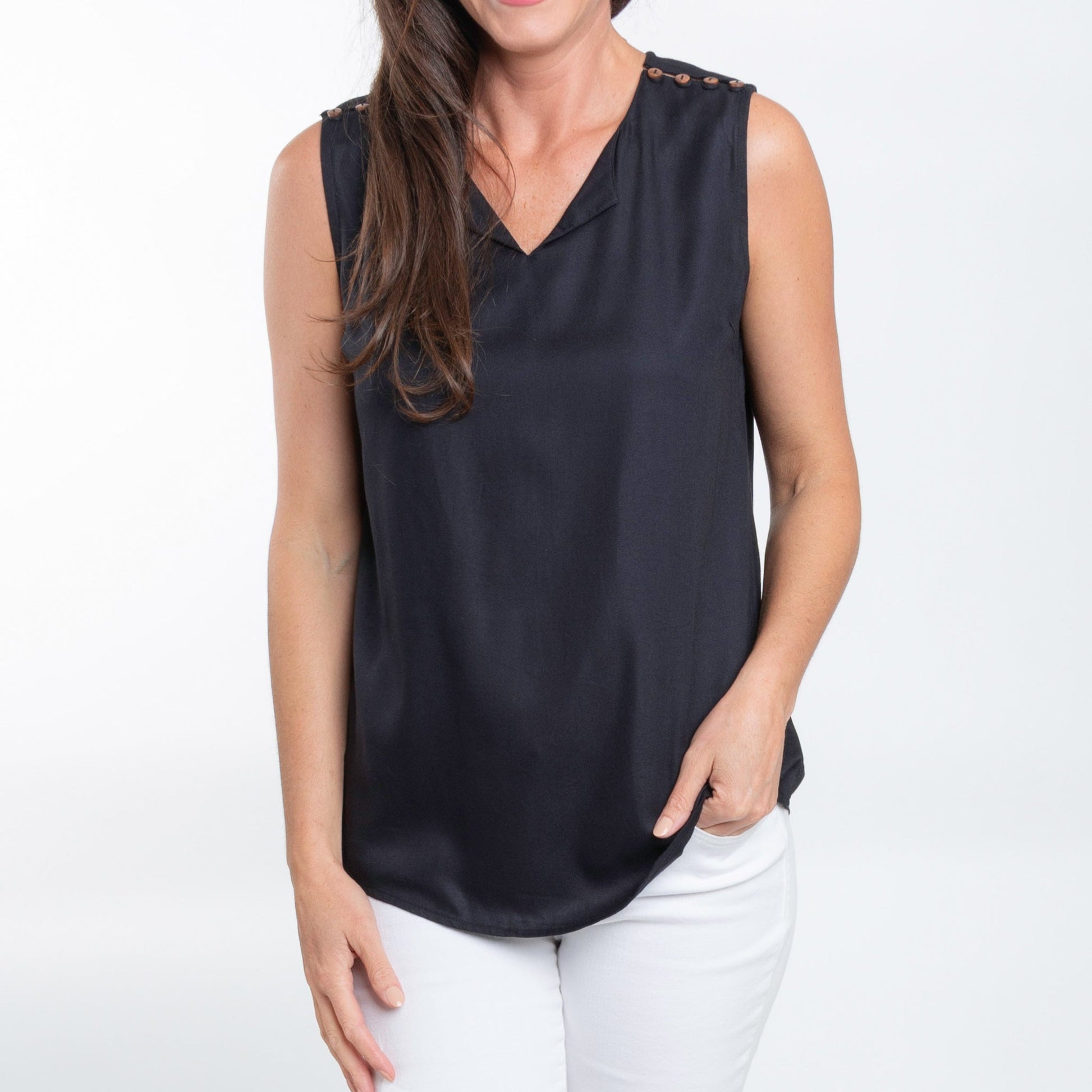 Casey Sleeveless V-Neck Blouse