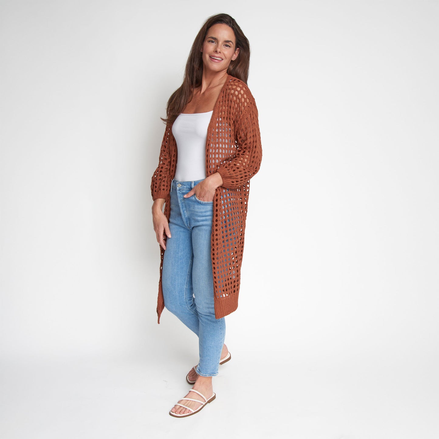 Enya Long Crochet Cardigan