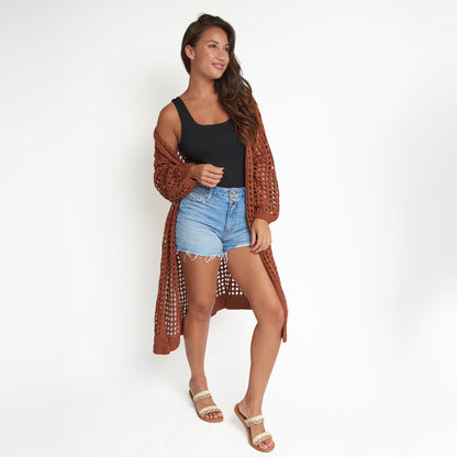 Enya Long Crochet Cardigan