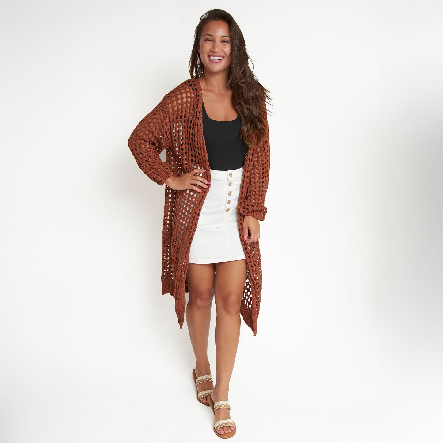 Enya Long Crochet Cardigan