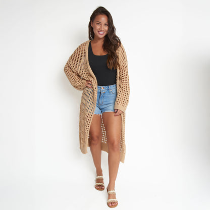 Enya Long Crochet Cardigan