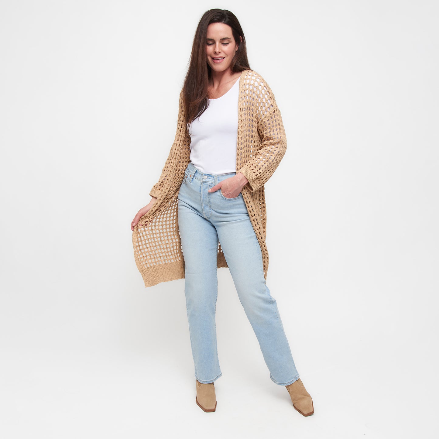 Enya Long Crochet Cardigan