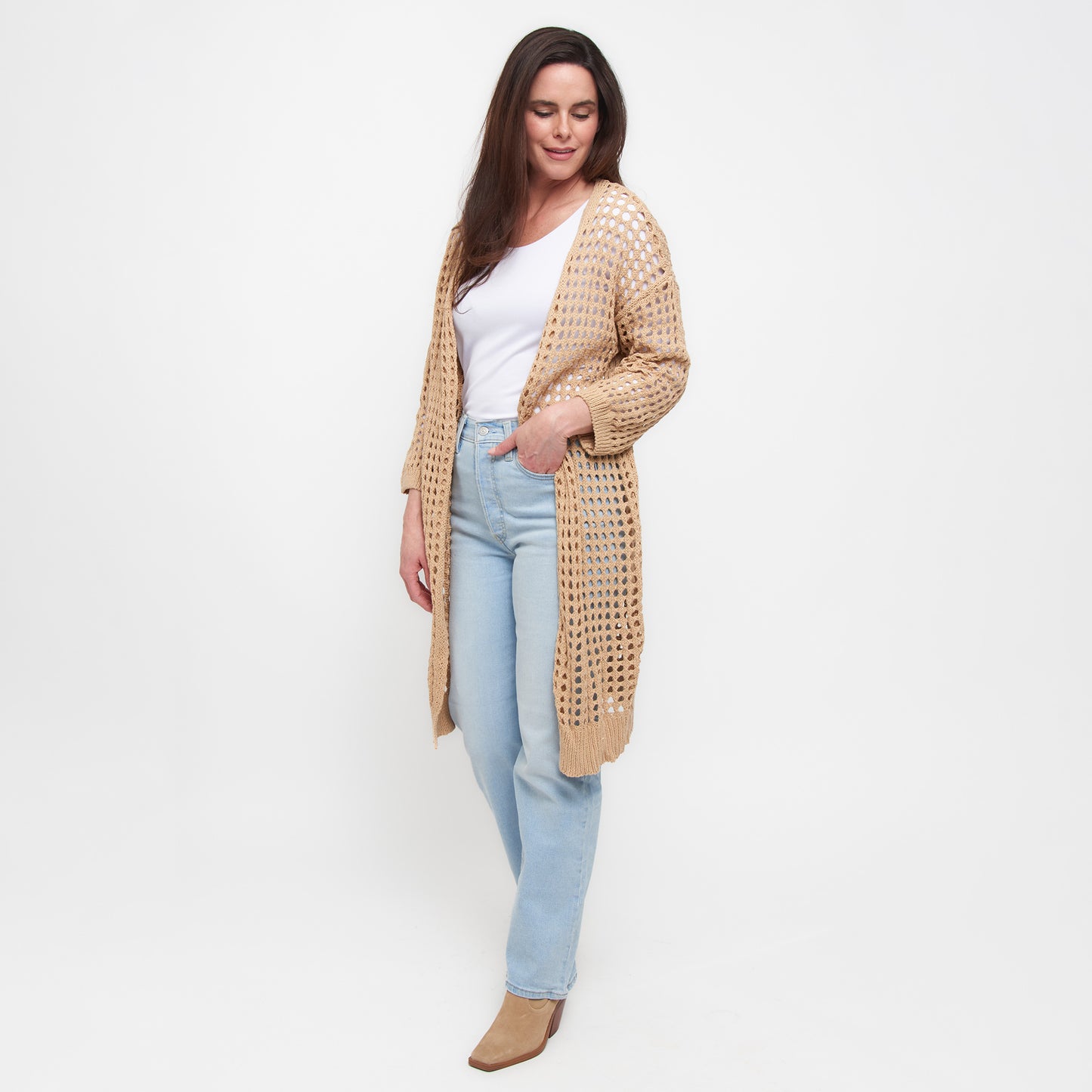 Enya Long Crochet Cardigan