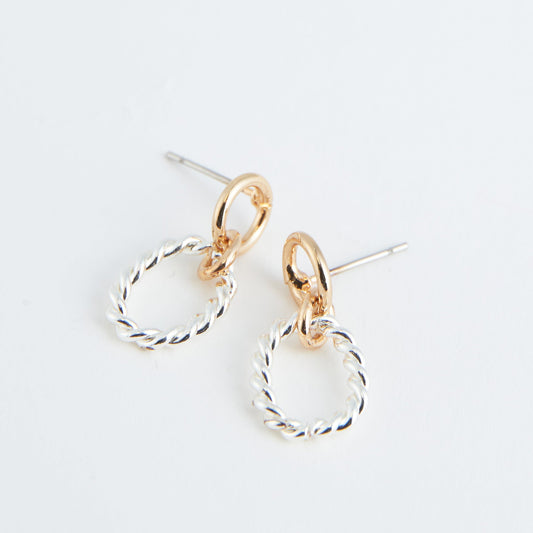 Two Tone Rope Drop Ear Sense Earrings
