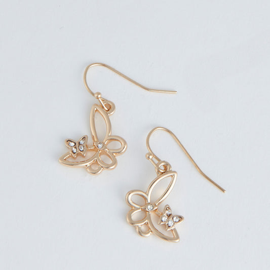 Gold Butterfly Drop Ear Sense Earrings