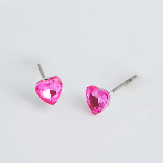 Pink Crystal Heart Ear Sense Earrings