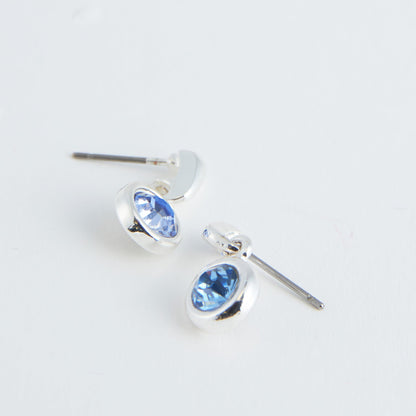 Silver Blue Crystal Drop Ear Sense Earrings