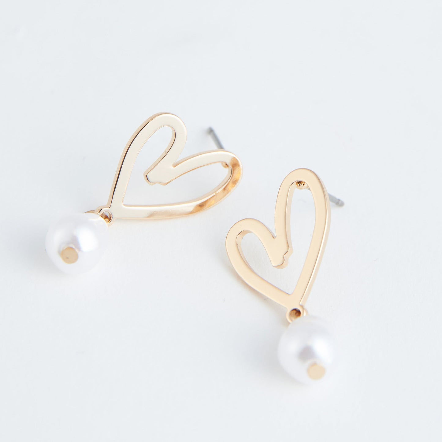 Gold Heart and Pearl Ear Sense Earrings